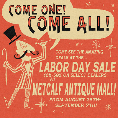 Labor Day Promo 2 advertising branding cartoon cartoonist digital art graphic design illustration illustrator mid century retro typography