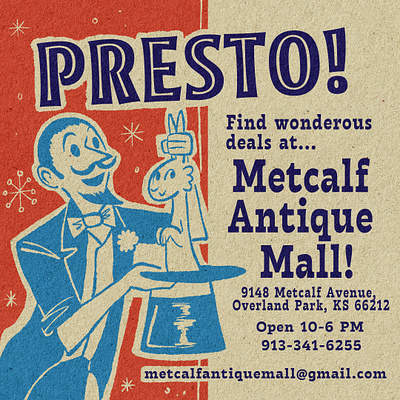 Presto! Instagram Post advertising branding cartoon cartoonist digital art graphic design illsutration illustrator mid century retro typography