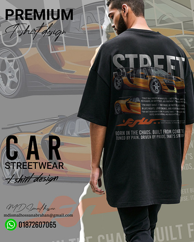 STREETWEAR CAR T-SHIRT DESIGN automotive design car t shirt modern design motorsport oversize t shirt design racing style sport car sporty wear streetwear tuner culture typography