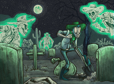 Graverobbers and Ghosts art artist cartoon cartoonist dark humor digital art illustration illustrator
