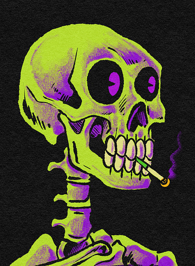 Skull with Cigarette art artist cartoon cartoonist digital art illustration illustrator lowbrow