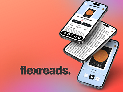 flexreads: a flexible reading and audiobook app app audiobook app branding and identity ui