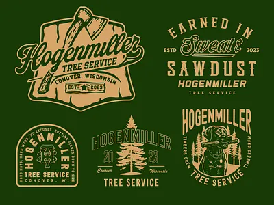Hogenmiller Tree Service Logo badge design blue collar blue collar logo graphic design logo design logos lumberjack lumberjack design tree tree service tree service logo