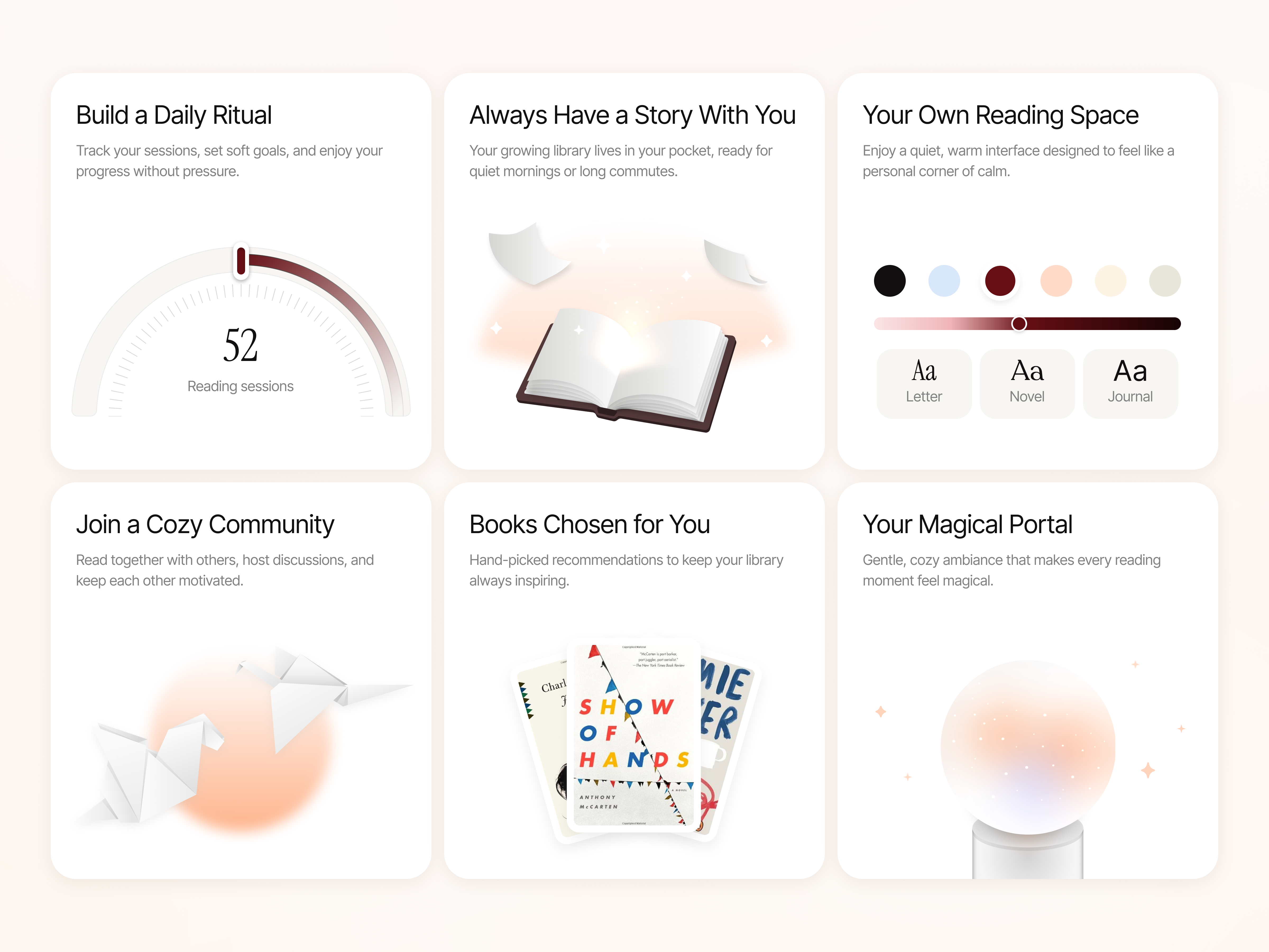 Example of Bento Grid for Reading App