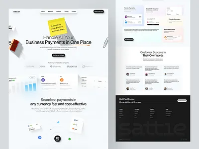 Sattle – Fintech Website Design for B2B Payments & Invoicing 3d branding design figma graphic design saas website ui web design website website design