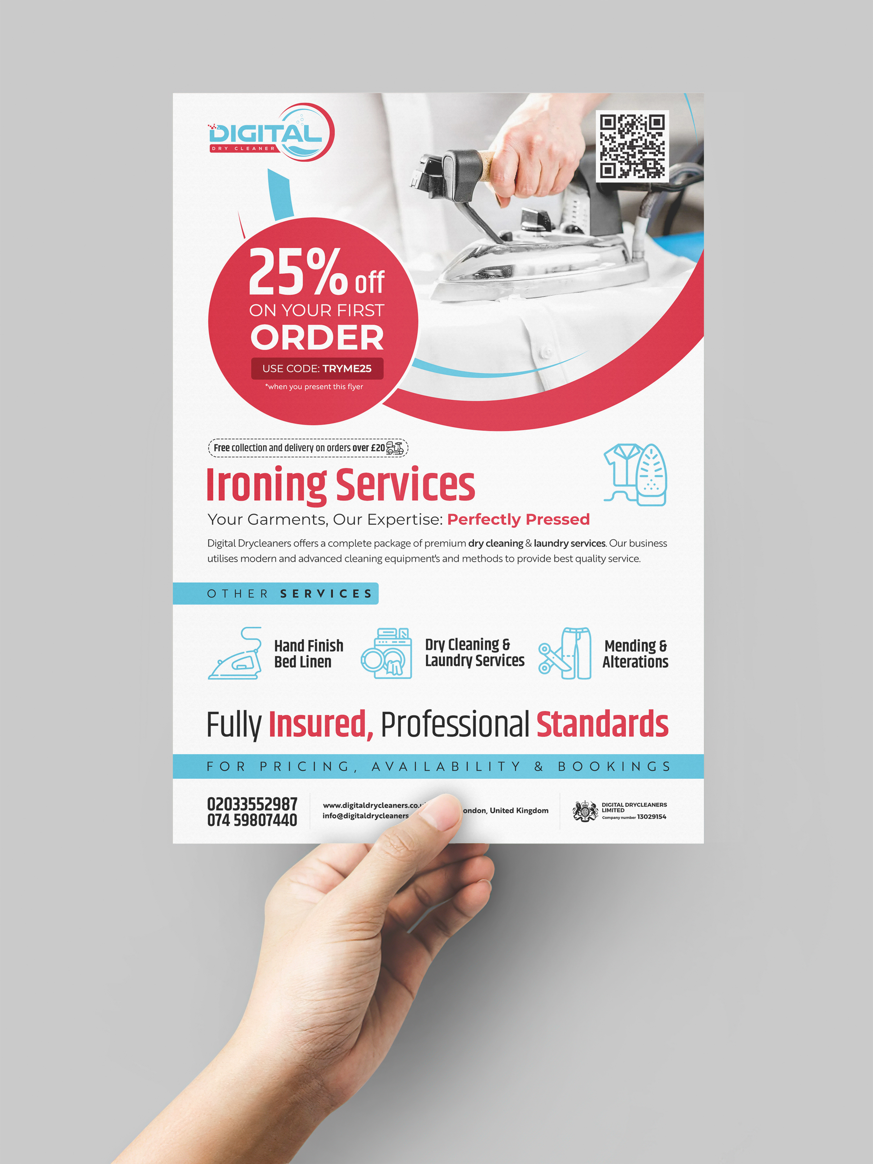 Ironing, Laundry & Dry Cleaning Services Flyer Design print ready flyer design