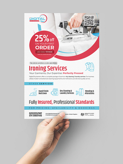 Ironing, Laundry & Dry Cleaning Services Flyer Design print ready flyer design