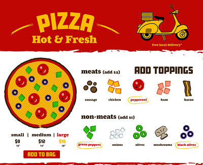 Pizza Ordering Screen bacon ordering pepperoni pizza restaurant screen design vespa web design