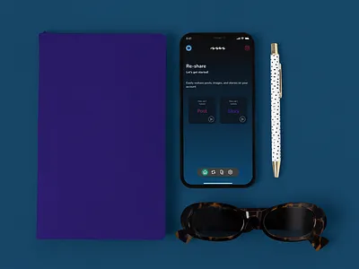 Social Media Asisstant App Example ai app branding design figma graphic design login logo mobile motion graphics register repsost share ui ux