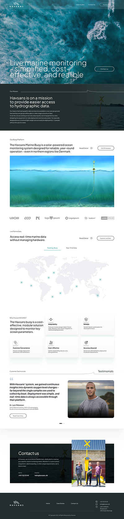 HAVSANS Landing Page - Marine Monitoring System company design landing page marine marine company monitoring monitoring system ui uiux design
