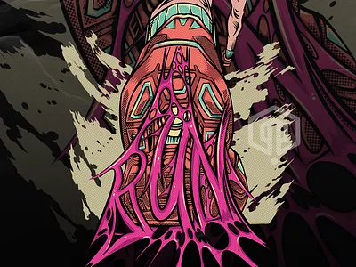 RUN RUN RUN artwork branding commissionwork hobbies illustration illustrator outdoorapparel run running tshirt