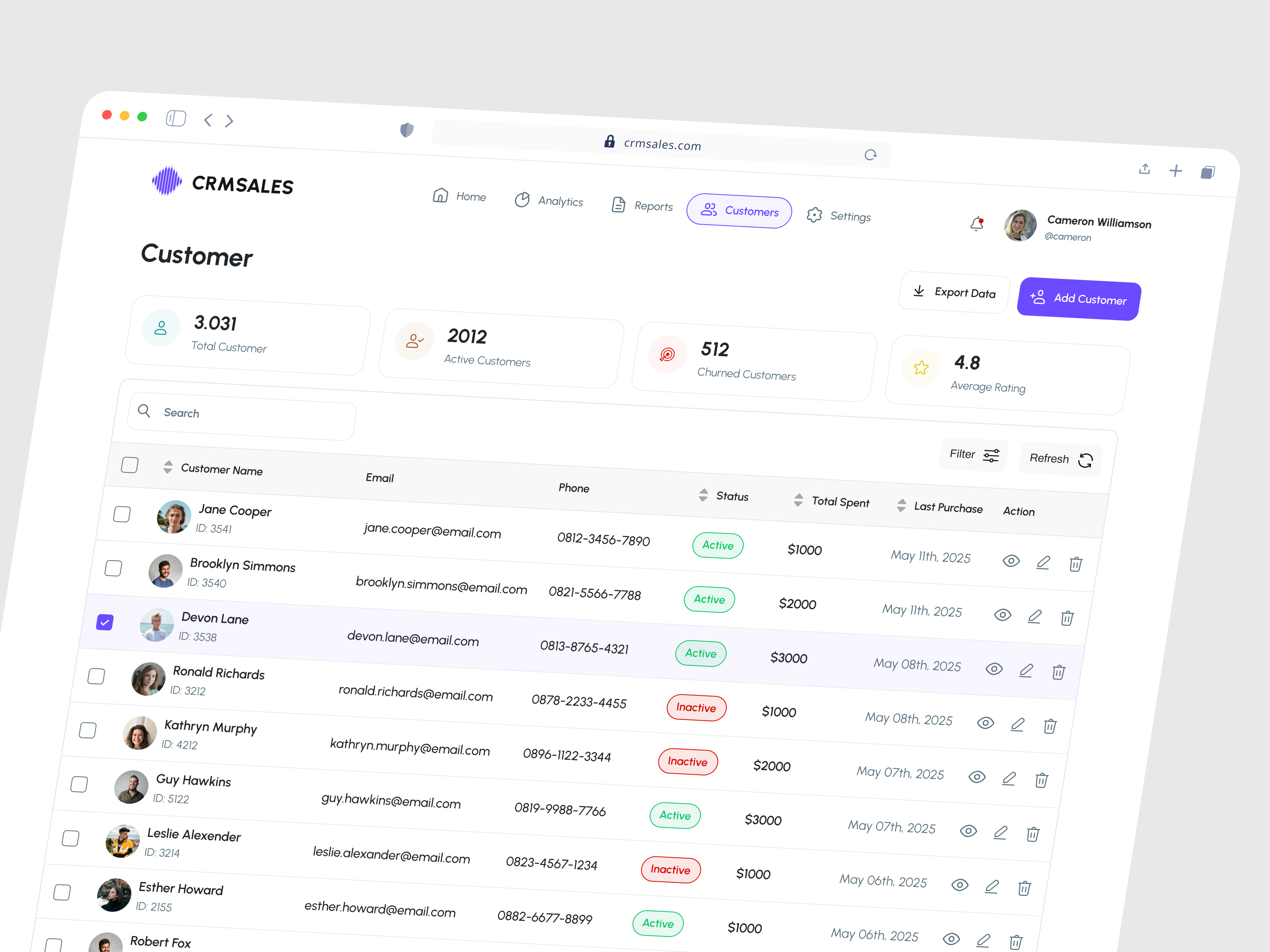 💻 CRM Customer Dashboard clean dashboard design figma list saas sales table ui uiux ux