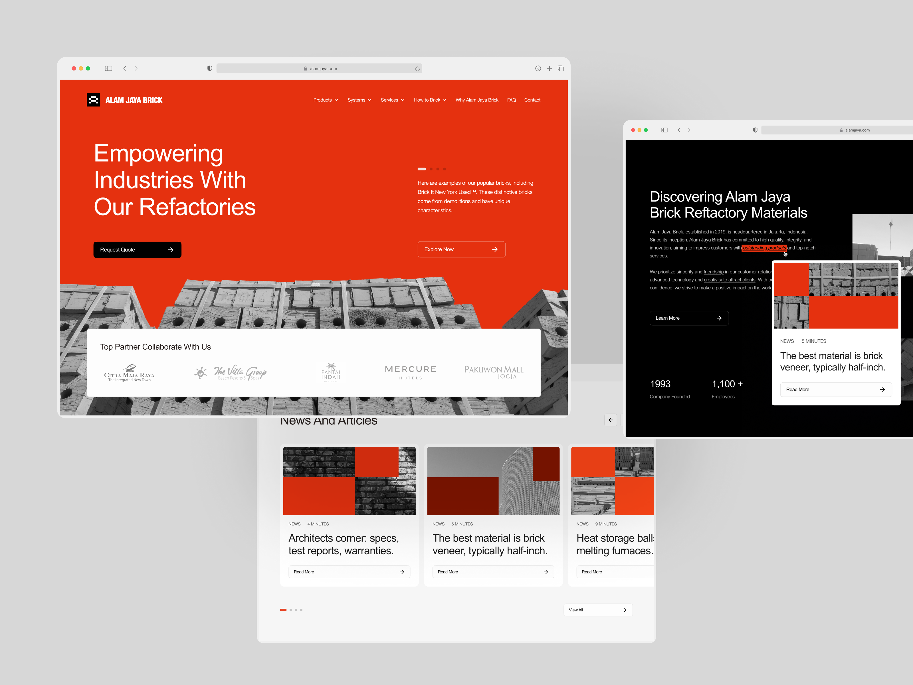 Alam Jaya - Brick Provider Landing Page brick building clay clean factory industry landing page materials modern quote retail seller services shop ui design web web design website
