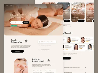 Website Designs Spa / Massages aesthetic designs clean ui figma health and wellness homepage design landing page luxury website modern web design premium aesthetic responsive design sketch spa website user experience user interface web design web development website website design wellness