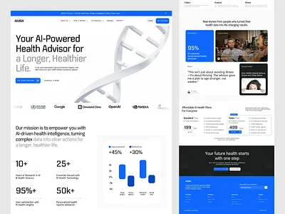 AIVIDA - AI Health Advisor Website ai health landing page ai health website clean design health intelligence health website healthcare healthcare landing page healthcare website landing page landing page design ui ui design uiux uiux design ux web web design website website design