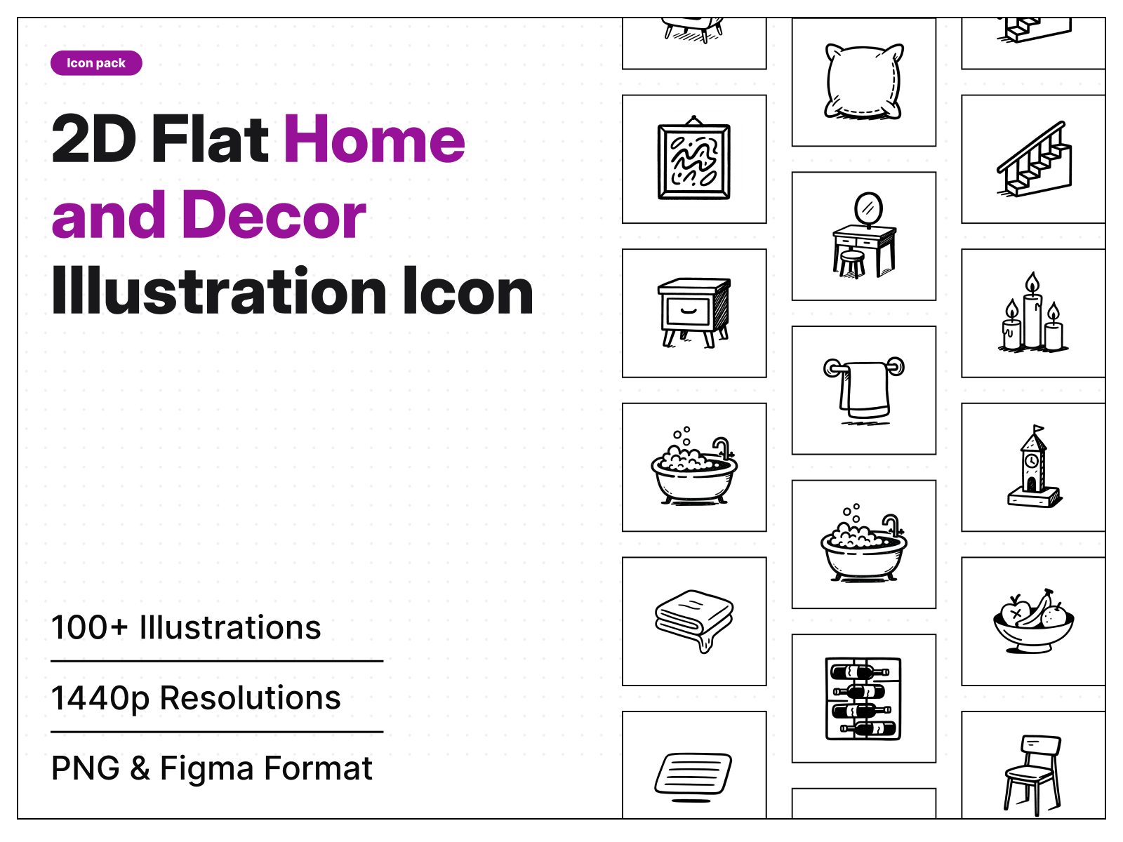 🏠 Home Interior & Décor 2D Flat Icon Pack design home icon pack illustration interior