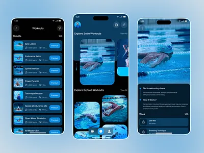 Swimming IOS App Design android app design app design assistant calories fitness fitness app health app healthcare mobile app sport swim swim app swimming training workout