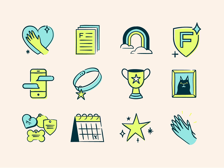 whimsical pet insurance icons
