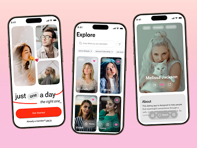 Dating - Mobile App UI Design best ui challenge chat app chatting dating dating app dating mobile app datingapp datingappdesign gradient match messanger app mobile app mobile app design modern ui moderndating online dating social media app swipe tinder