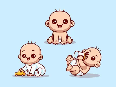 Baby Days Out👶🏻 baby bottle boy branding car cartoon character child cute diaper doodle flat icon illustration kids logo milk newborn toddler toys