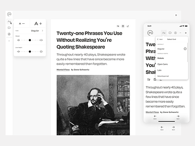 Omnivore - Reading app UI article content content creator font selector menu minimal minimalism reader minimalistic reader app rss ui