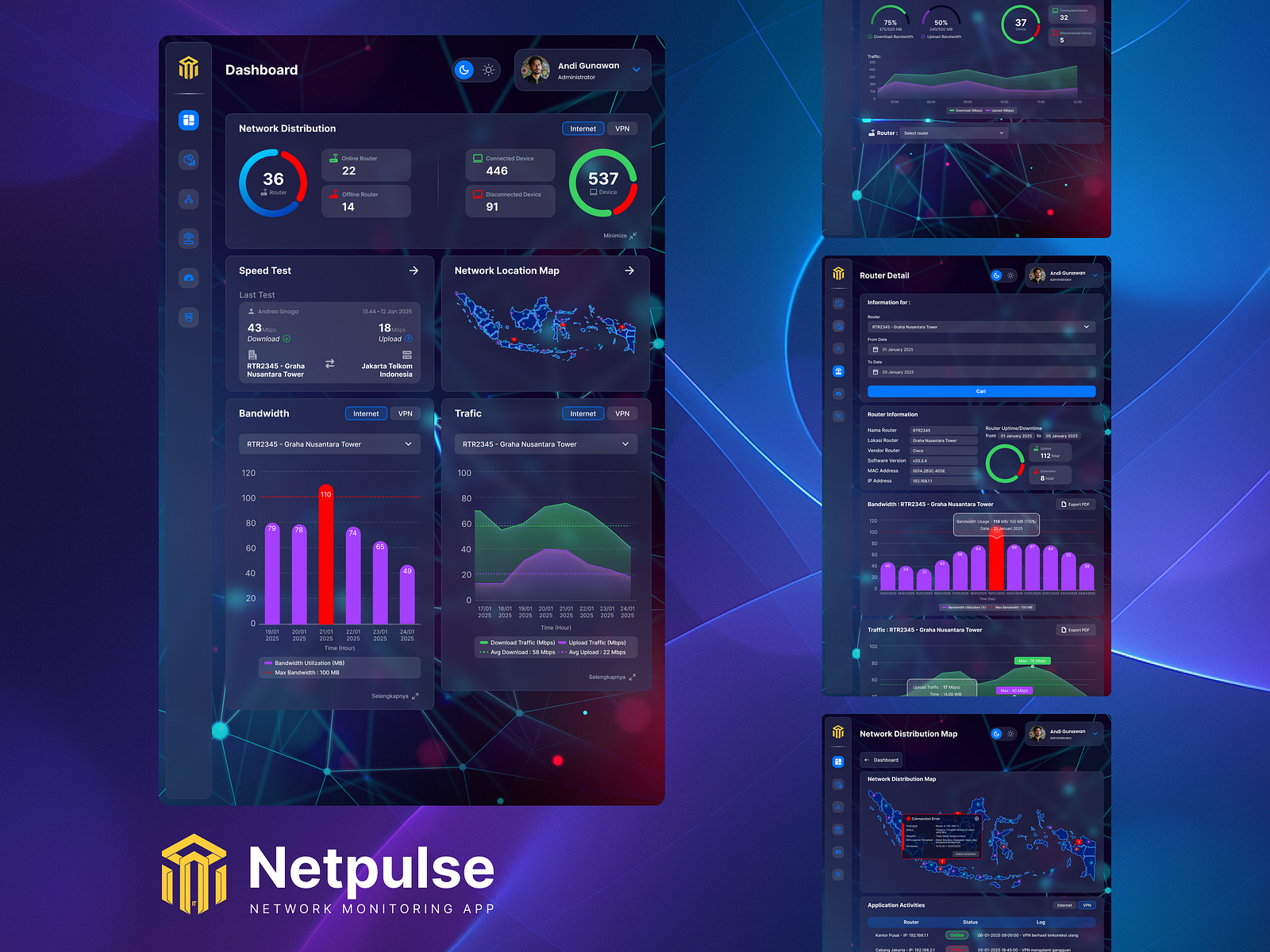 Netpulse - Network Monitoring App by Farhan Al Rasyid on Dribbble