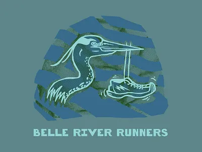 Belle River Runners Tee Design apparel apparel design bookcoverdesign branding branding design branding illustration coverdesign design graphic design illustration logo outdoor outdoor brand printdesign run running running apparel teeshirt trail vector