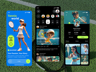 Tennis Sports Mobile App gambling app live scores match match reports mobile mobile app design news onboarding online casino player stats real time updates social media app sports sports app ui sports betting sports mobile app tenis tennis apn tennis app tennis mobile app
