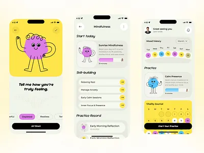 Daily Mood & Wellness Tracker app app design app interfaces health app healthcare medicine mental health mobile app mobile app design mobile design mobile ux mood mood tracker tracker app ui design ui ux design wellness wellness app
