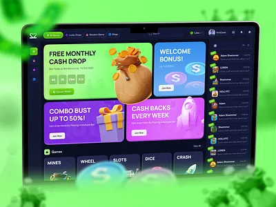 Game Dashboard Design casino gaming dark mode game app game dashboard game dashboard design game design game interface game player game store game ui game website gamer gaming web design webgame