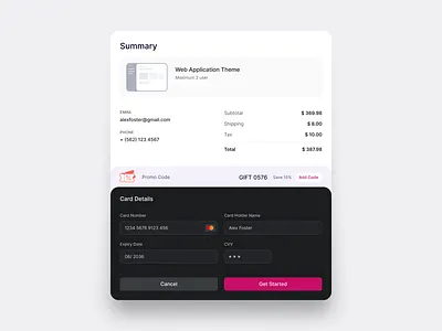 Checkout Summary UI Template card cart checkout clean creative dashboard design ecommerce form invoice payment product design sales subscription theme ui uiux ux web webapp