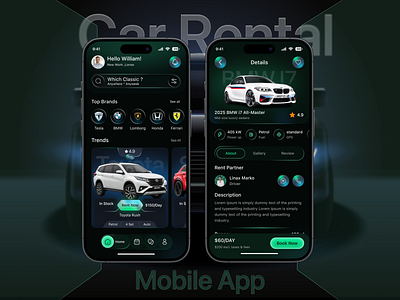 Car Rental Mobile App appconcept appui bookingapp carbooking carhire carrental cleanui darkmodeui dashboarddesign dribbble figmadesign interfacedesign mobileappdesign mobileux modernui rentalapp travelapp uidesign userexperience uxdesign