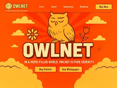 OWLNET — Serenity in a Meme-Filled World brand identity branding calm tech cartoon owl design emotional design graphic design illustration logo mascot branding meme culture orange palette serene branding ui ux vector whimsical ui