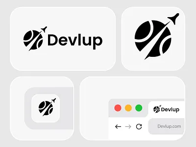 Devlup – Modern & Dynamic Sports Education Logo Design app logo brand identity custom logo design dynamic logo education logo logo logo design minimal logo modern logo design professional logo design rocket logo sports logo startup branding tech logo web app logo