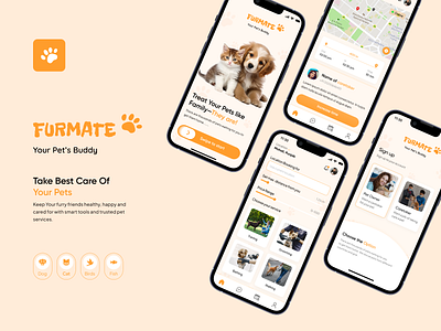 FurMate – Your Pet’s Buddy 🐾 | Mobile App UI/UX branding creative design graphic design mobile app pet care ui ux