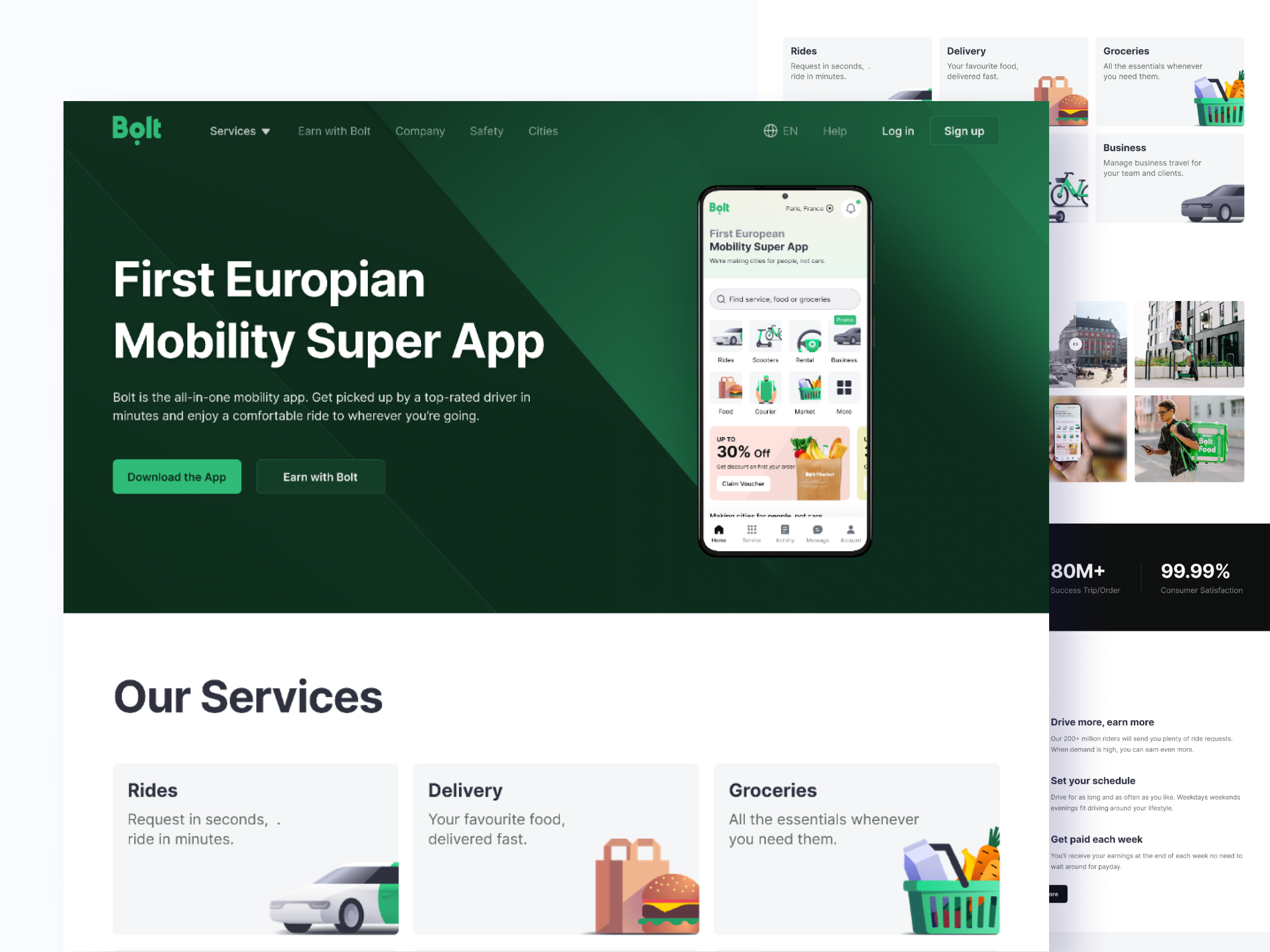 Landing Page - Mobility Super App appdesign conversiondesign delivery designsystem fleetmanagement interactiondesign landingpage logistics mobilefirst mobileui mobility orionixstudio productdesign ridehailing superapp transportation ui urbantech ux wallet