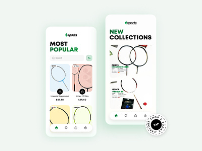 E-Commerce App - iSports app badminton clean e commerce ecommerce green product selling app sports sports app ui ux yonex