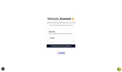 COINS - Personal Budget Tracker budget tracker dark mode dashboard design modern nextjs ui web design web development