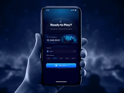 Futuristic iGaming App UI balance screen crypto game dark theme entertainment app esports app futuristic ui game lobby game ui mobile app mobile gaming neon design play to earn uiux design web3 game