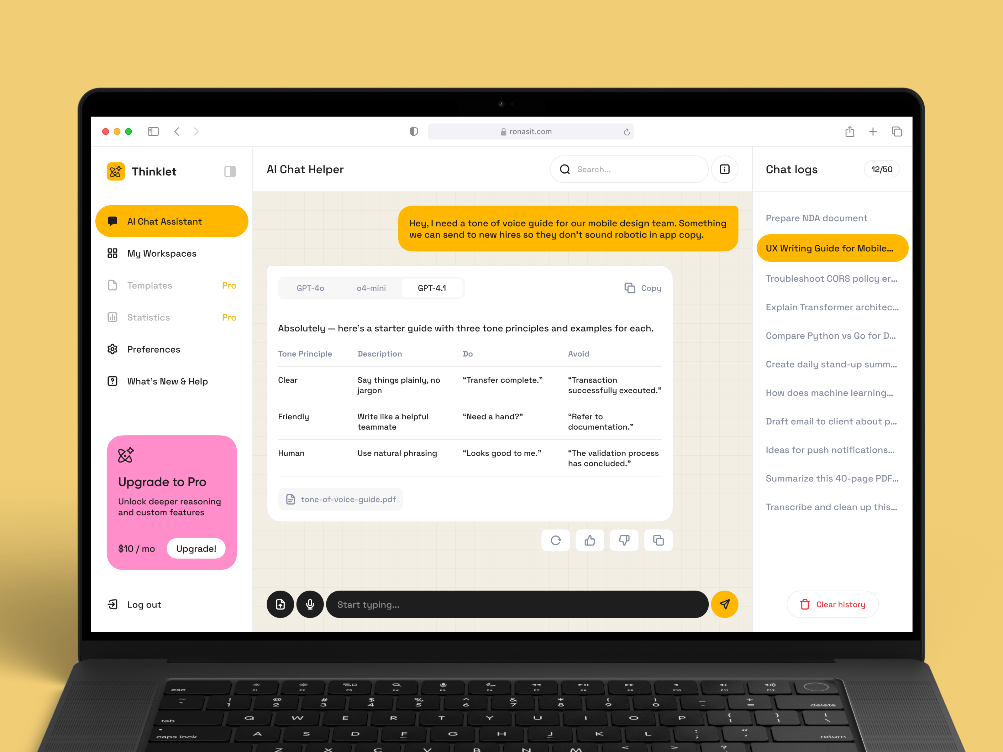 Chatbot UI Web App Design