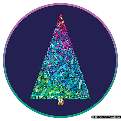Christmas Tree abstract design drawing vector xmas