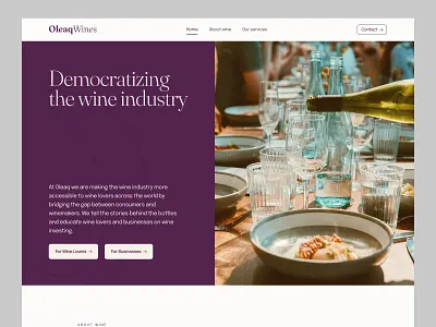 Oleqwines - Landing page design for wine industry. beer clean homepage illustration landing page design minimal modern ui ux web webdesign website website design wine winery wineshop