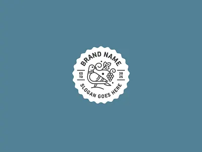 Pigeon With Grapes Logo badge beverage bird branding circular dove drink geometric grape grapes logo mark monoline nature pigeon vineyard wine winery