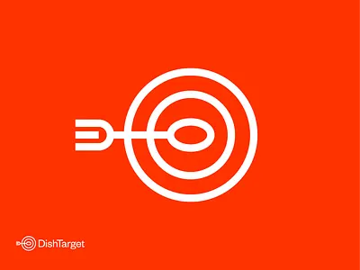 DishTarget Symbol arrow brand branding center chef creative dish food fork logo logodesign logodesigner mark minimal plate restaurant spoon symbol target