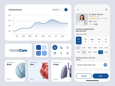Online Medical Consultation Mobile App | HomeCare ambulance appointment bento grids design doctor graphs health home care home doctor home page med visit medical booking app medical care medics mobile app online consultation online doctor booking schedule ui ux ui