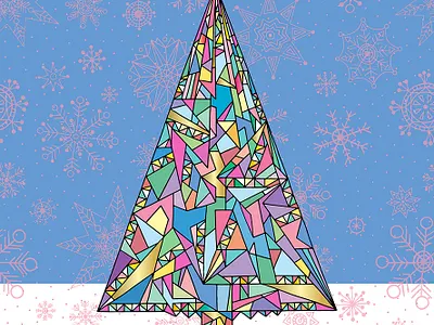 New Year's Christmas tree abstract design drawing illustration vector