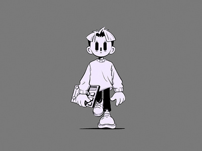 On The Way - Album cover 1920s album beatpad black and white cartoon character cover disney fashion illustration music texture walking