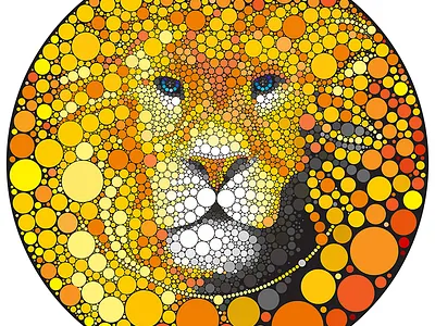 Lion vector illustration abstract cat circles design drawing lion mane print vector wild