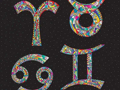 Signs of the zodiac abstract design drawing illustration signs vector zodiac