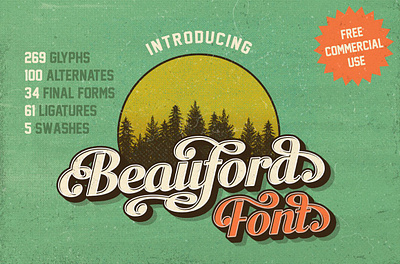 Beauford Font {Free Commercial Use} alternates authentic pua beauford font display font font free commercial use hand lettering font lettering ligatures retro stylistic sets vintage